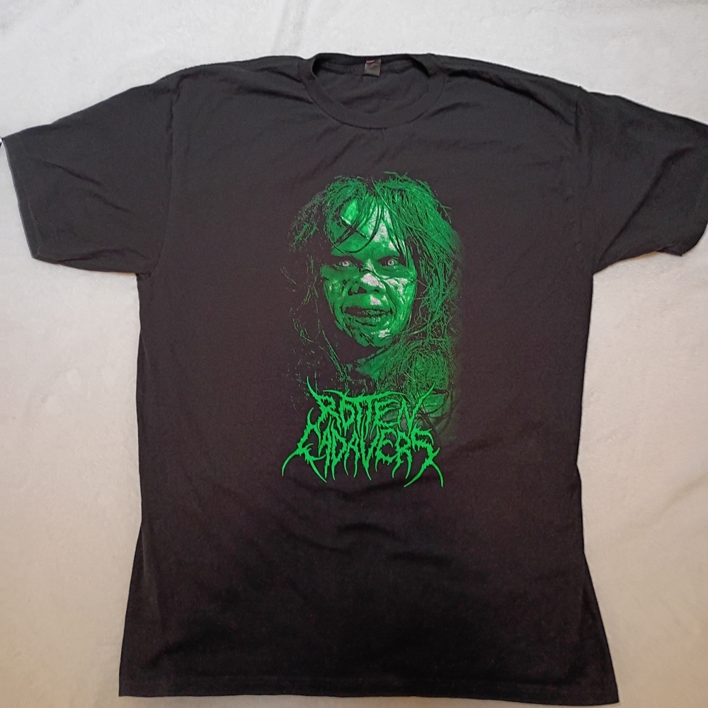 Gore Exorcist Reagan Face T-shirt L Tultex Black Tee with Green Graphic